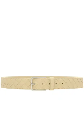 Intrecciato Weave Belt (609182VCPQ3-9762-BEIGE-WHITE)